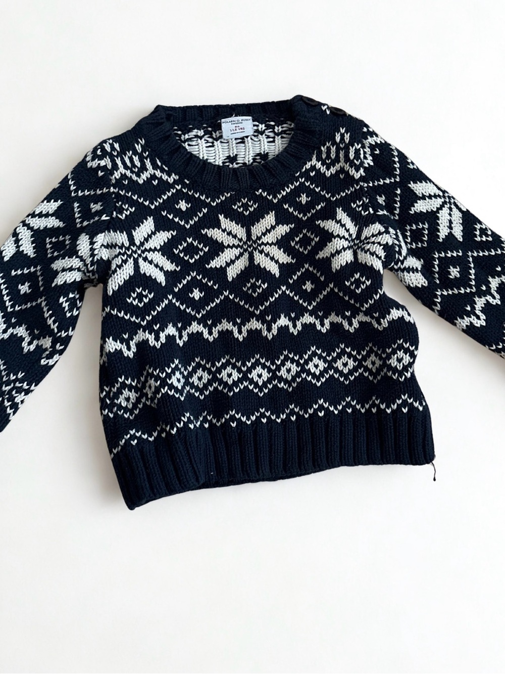Polarn O. Pyret Kids Nordic Sweater Size 86 (1-1.5yr) Navy Blue White Fair Isle